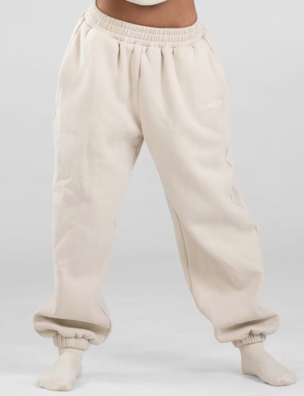 COMFRT Signature Pull On Jogger Sweatpants Bone White Straight Fit Women's M